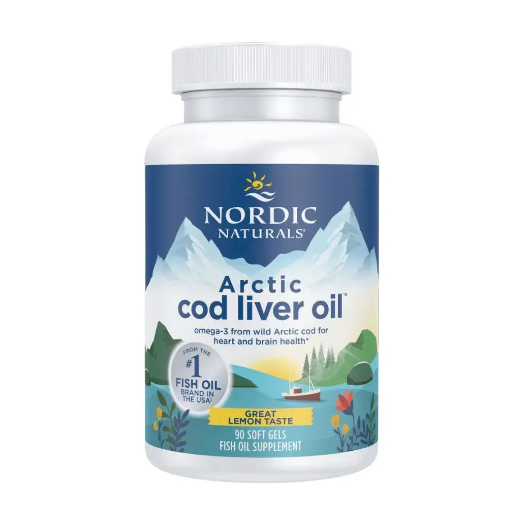 Риб'ячий жир з печінки тріски Nordic Naturals Arctic Cod Liver Oil зі смаком лимону, 750 мг, 90 гелевих капсул